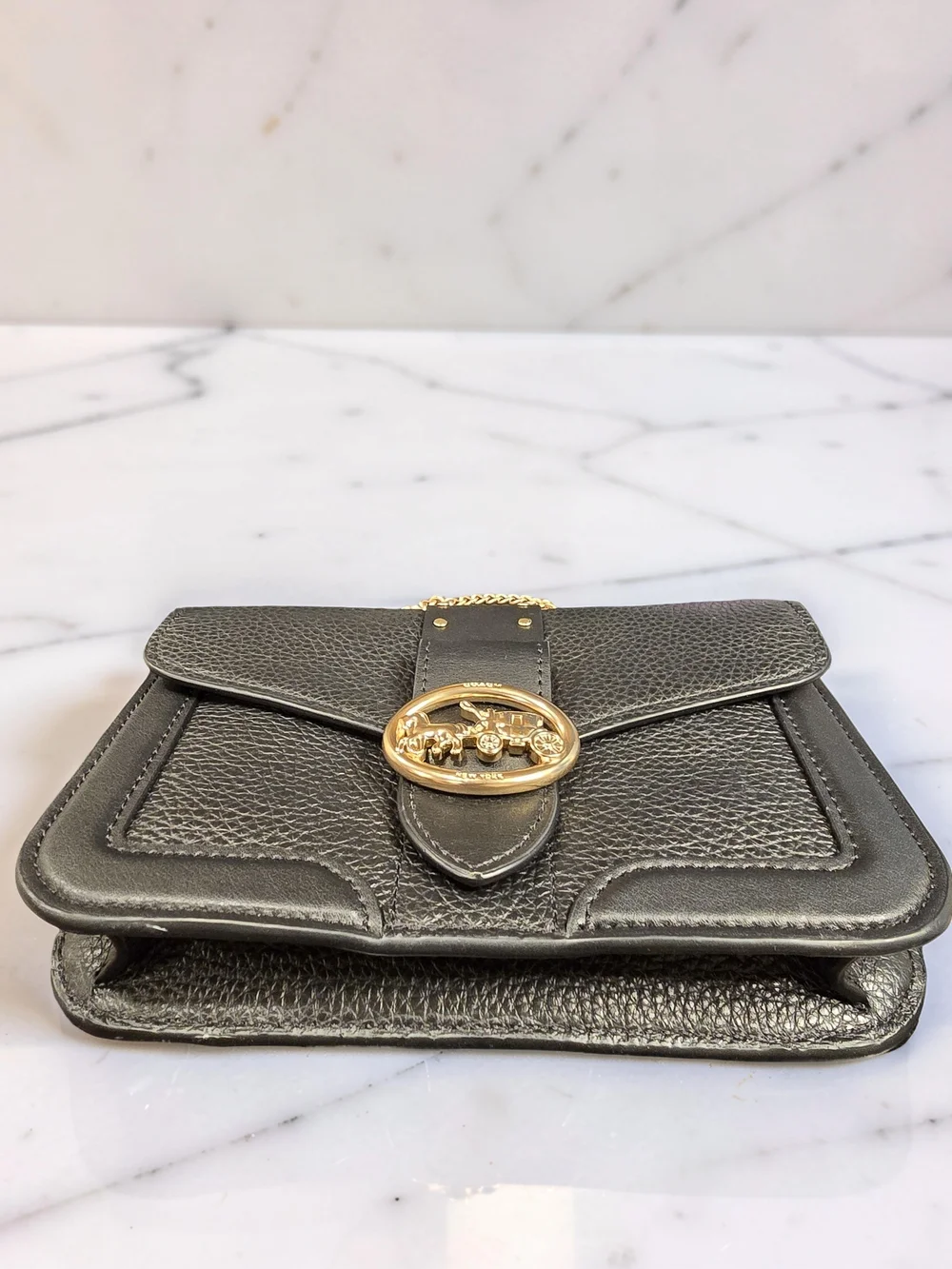 Coach Georgie Crossbody Bag with Rivets Black Leather GUC